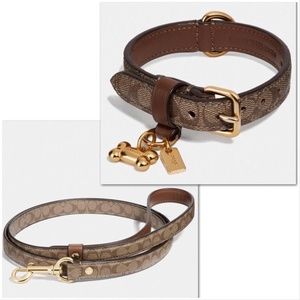 2 PIECE GIFT SET: Coach SMALL LOGO Dog Leash+Strap